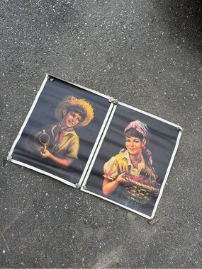 COUNTRY BOY + COUNTRY GIRL By Eva Holusa Textured Lithograph Prints